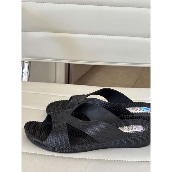 Ella Shoes - Ella Black Woven Textured Platform Slide Sandals Criss Cross Strap Size‎ 7